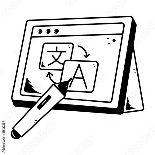 Get this hand drawn icon of language learning 