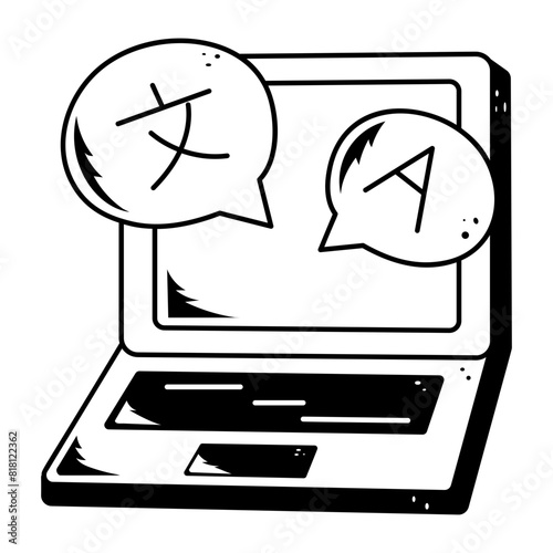 A hand drawn icon of a translation website 