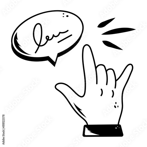 Latest hand drawn icon depicting sign talk 