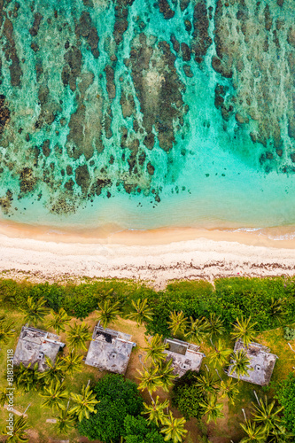 Palmar beach on the east coast  Indian Ocean  Mauritius Island. Palmar beach with turquoise sea and beautiful white sandy beach  Mauritius Island.