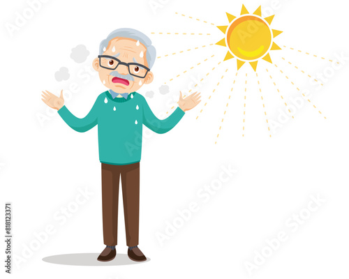 elderly thirsty from heat of the summer sun
