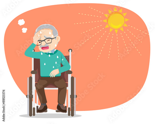 elderly thirsty from heat of the summer sun