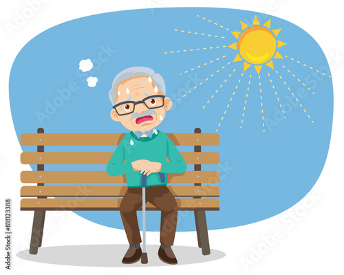 elderly thirsty from heat of the summer sun