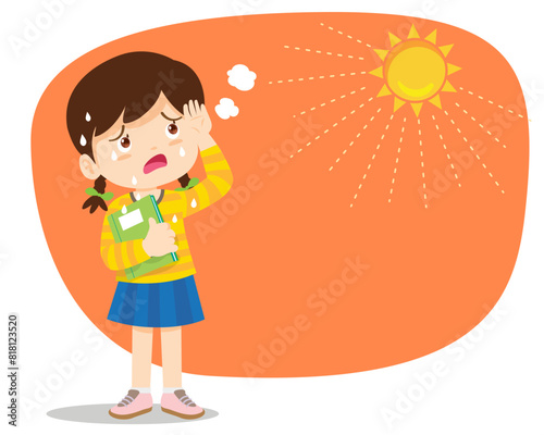 girl thirsty from heat of the summer sun