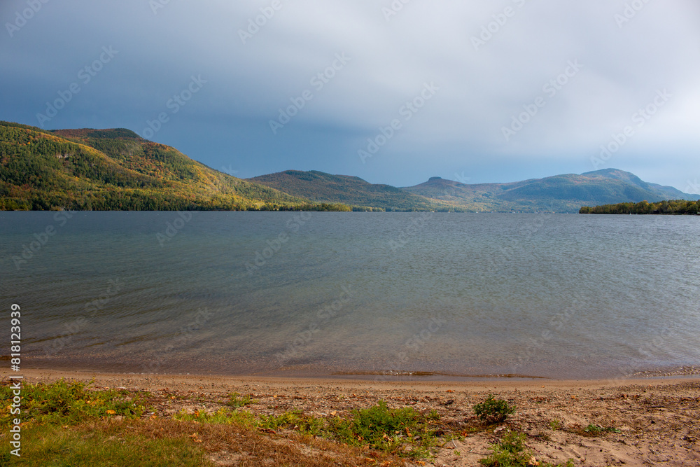 View of the bay of Lake George in New York View of the bay of Lake George in New York
