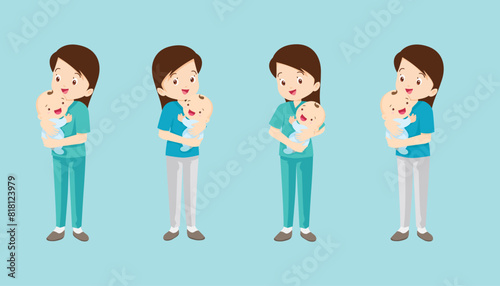nurse or Midwife holding baby in arms