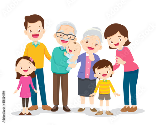 Big happy multi-generational family siblings relatives portrait