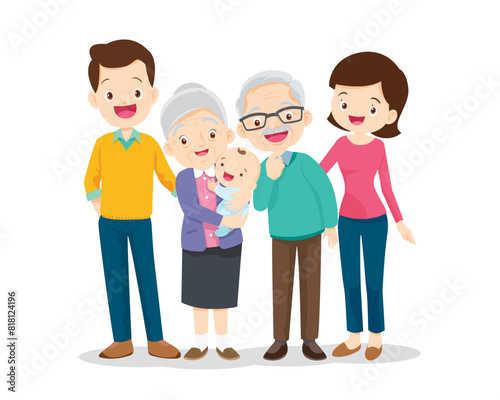 Big happy multi-generational family siblings relatives portrait