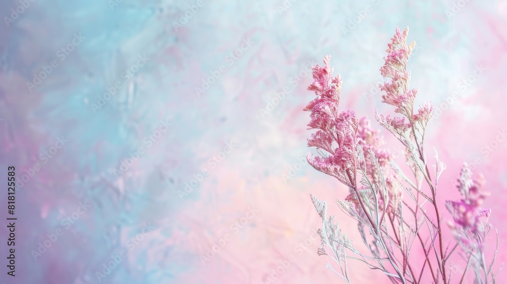 A bunch of flowers are in a vase on a pink background A bunch of flowers are in a vase on a pink background