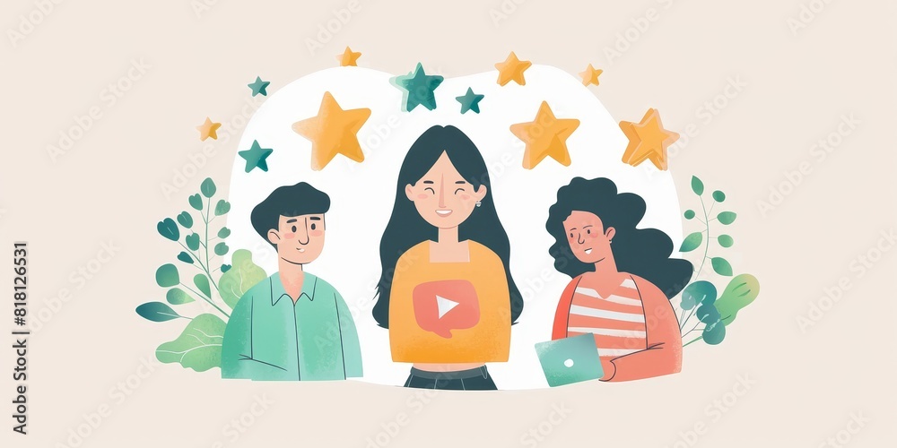 Three people are standing together. They are all smiling. The person in the middle is wearing a shirt that says Three people are standing together. They are all smiling. The person in the middle is wearing a shirt that says