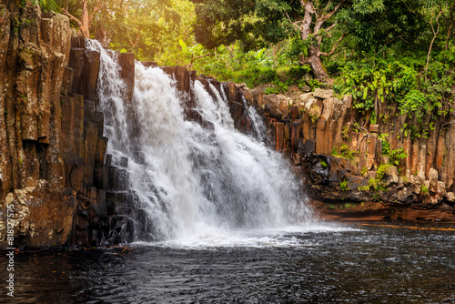 Rochester falls on the island of Mauritius. Waterfall in the jungle of the tropical island of Mauritius. Hidden treasure Rochester falls in Mauritius Island. Rochester Falls in Souillac Mauritius. photo