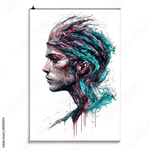 Poster of mad male scientis on a white background photo