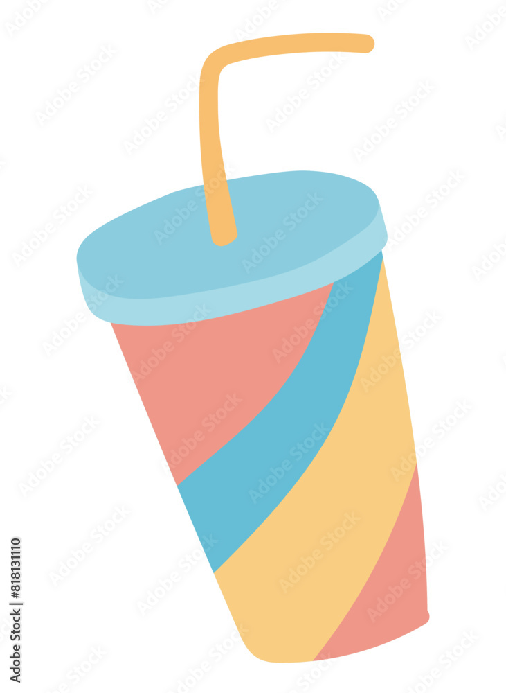 Drink in paper cup in flat design. Takeaway soft beverage mug with straw. Vector illustration isolated. Drink in paper cup in flat design. Takeaway soft beverage mug with straw. Vector illustration isolated.