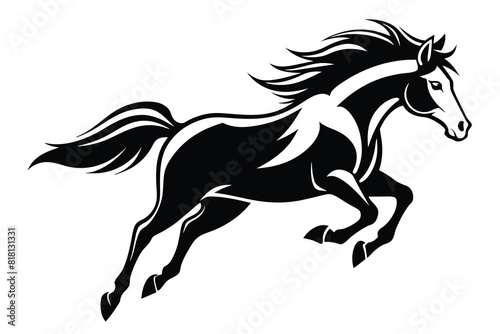 Jumping horse vector black white background