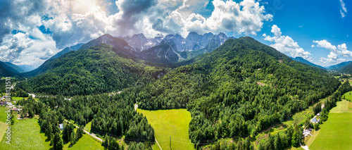 Great nature scenery in Slovenian Alps. Incredible summer landscape on Jasna lake. Triglav national park. Kranjska Gora, Slovenia. Mountain lake Jasna in Krajsnka Gora, Slovenia.