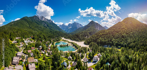 Jasna lake with beautiful mountains. Nature scenery in Triglav national park. Location: Triglav national park. Kranjska Gora, Slovenia, Europe. Mountain lake Jasna in Krajsnka Gora, Slovenia. photo