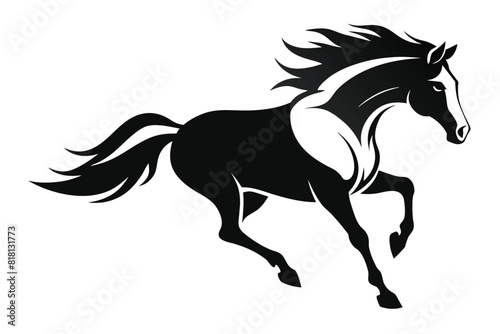 Jumping horse vector black white background