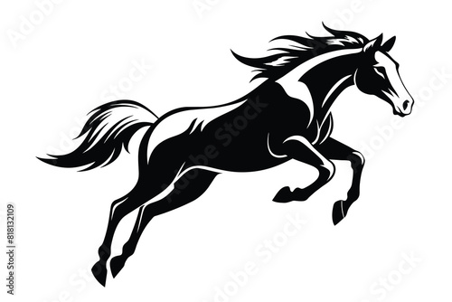 Jumping horse vector black white background