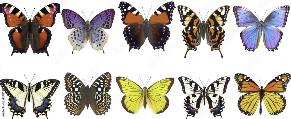 Obraz premium Realistic Butterflies in Various Colors and Shapes 
