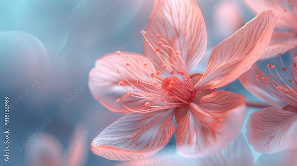 Close-up of pink cherry blossom with soft, delicate petals.