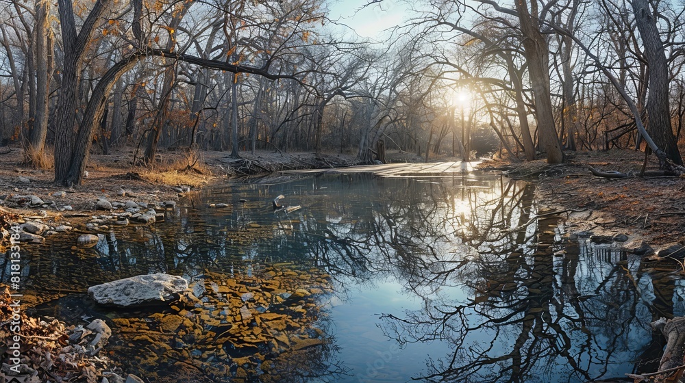 A river with a sun shining on it A river with a sun shining on it