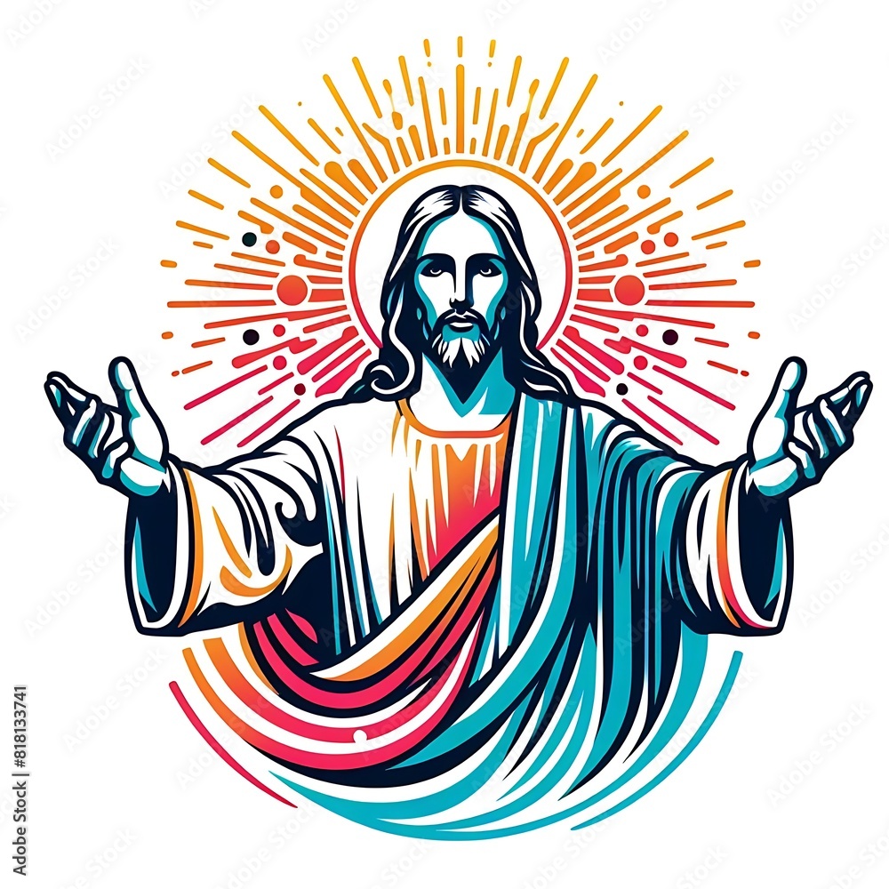 A colorful illustration of a Jesus christ has illustrative meaning has illustrative attractive