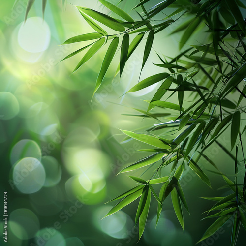 Green bamboo leaves in the morning
