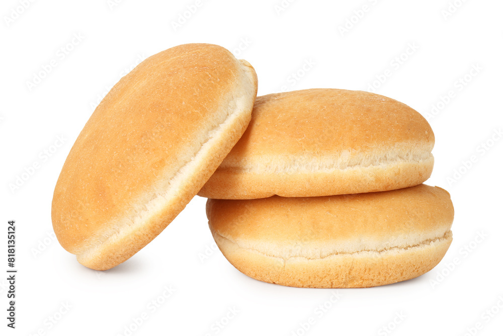 Three fresh burger buns isolated on white Three fresh burger buns isolated on white
