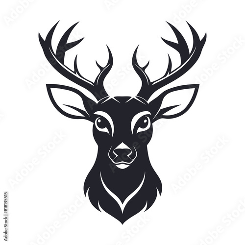 Minimalist deer head vector silhouette on white background
