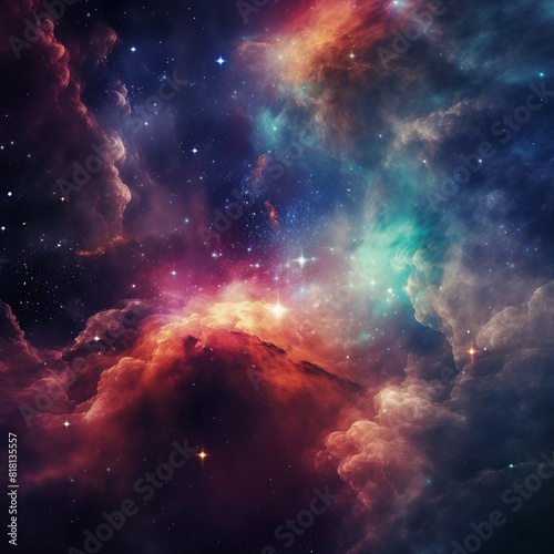 Abstract and Colorful space galaxy cloud nebula background wallpaper generative AI