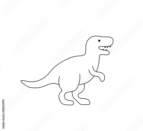 Vector isolated trex dino toy side view colorless black and white contour line easy drawing