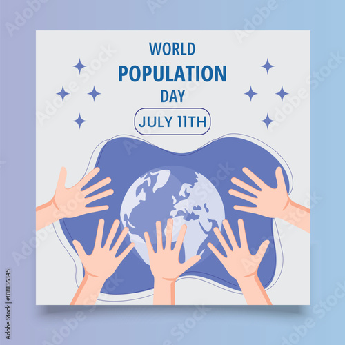 Social Media post design vector World Population Day poster design template