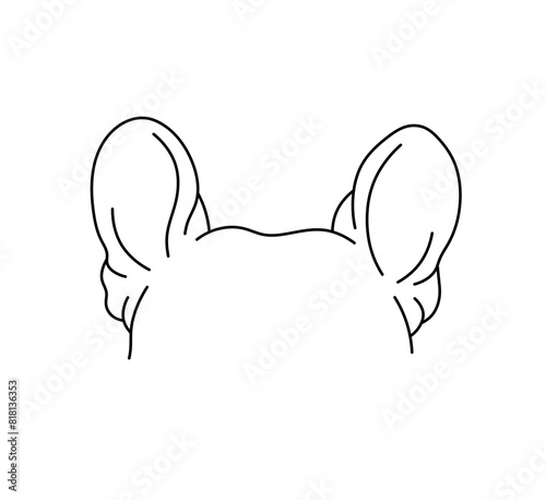 Vector isolated dog puppy top of the head with ears  colorless black and white contour line easy drawing