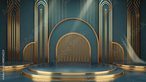 Deco  mock up podium or pedestal display a backgrounds