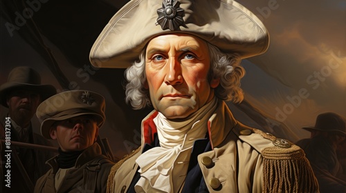 Portrait of Revolutionary War Leader George Washington in Military Uniform