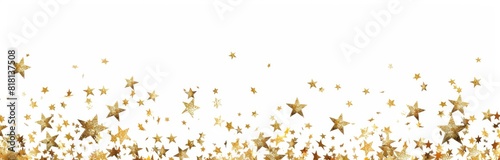 Golden Stars Cascading on White Background  Luxurious Decorative Design  