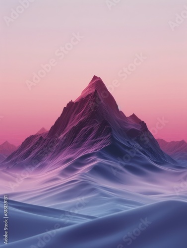 Simple background  single mountain peak under gradient sky abstract poster web page PPT background  digital technology background