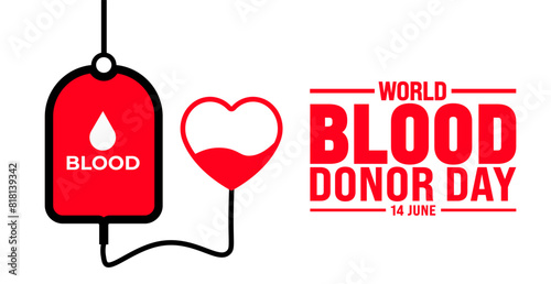 14 June is World Blood Donor Day background template. Holiday concept. use to background, banner, placard, card, and poster design template with text inscription and standard color. vector