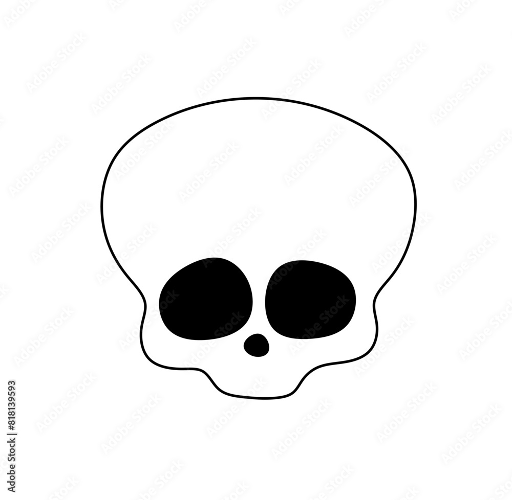 Vector isolated one single simple skull with black eye sockets head dead man colorless black and white contour line easy drawing Vector isolated one single simple skull with black eye sockets head dead man colorless black and white contour line easy drawing
