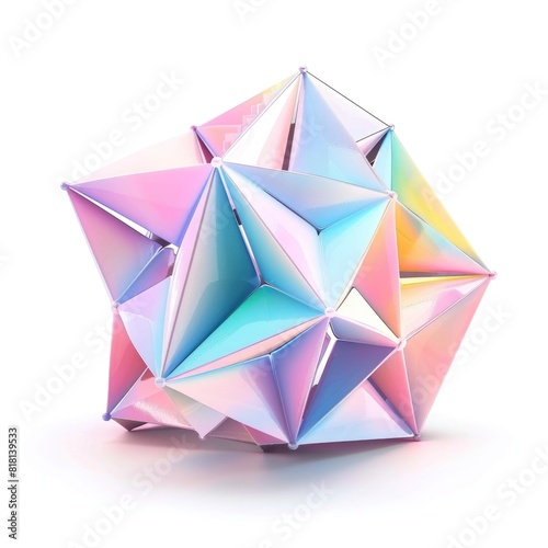 A icosahedron showcasing a kaleidoscope of pastel shades