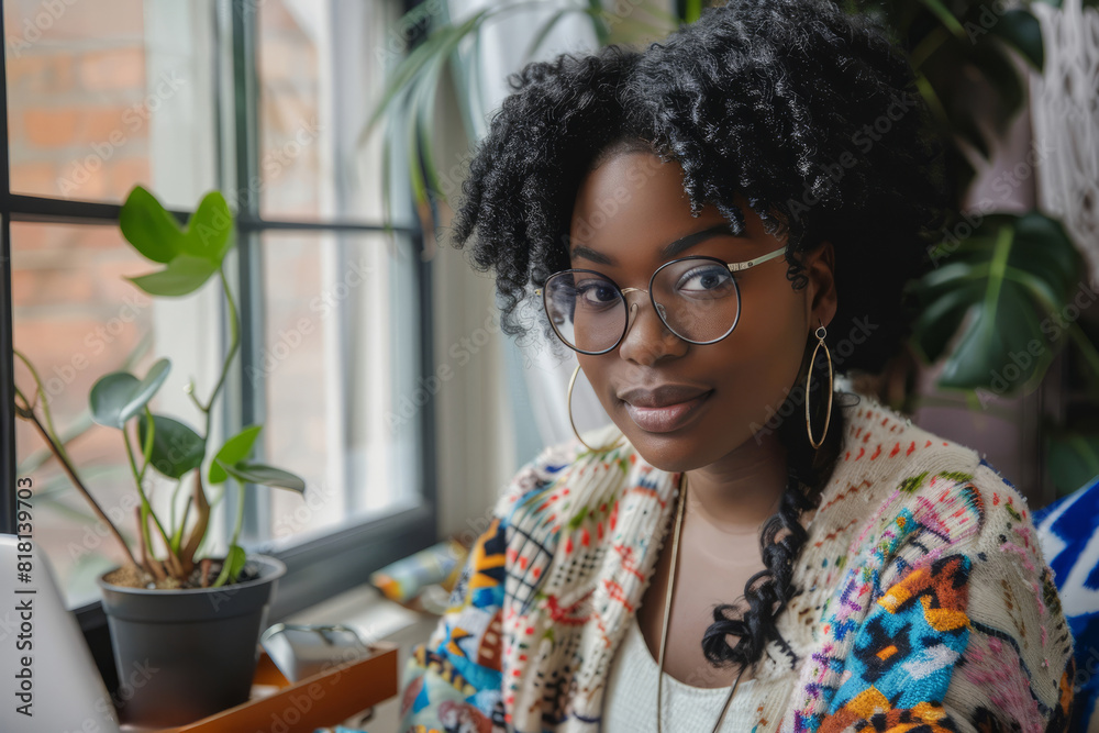 A Black college student engaged in e-learning or remote work at her home office, utilizing a laptop for webinars and online training, showcasing commitment to digital education. A Black college student engaged in e-learning or remote work at her home office, utilizing a laptop for webinars and online training, showcasing commitment to digital education.
