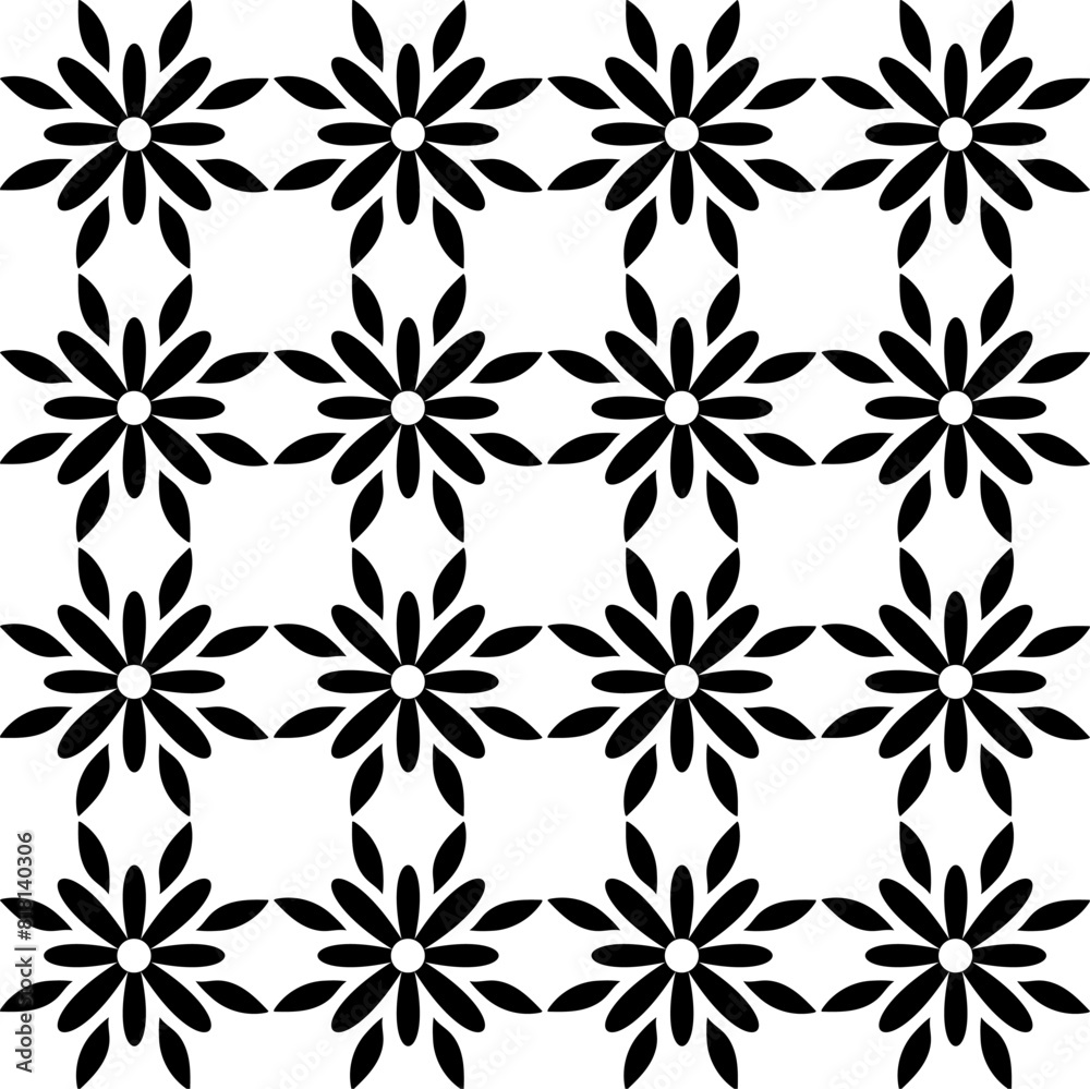 Seamless black floral pattern on white background Seamless black floral pattern on white background