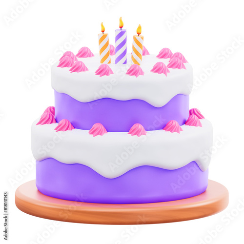 3D birthday cake icon