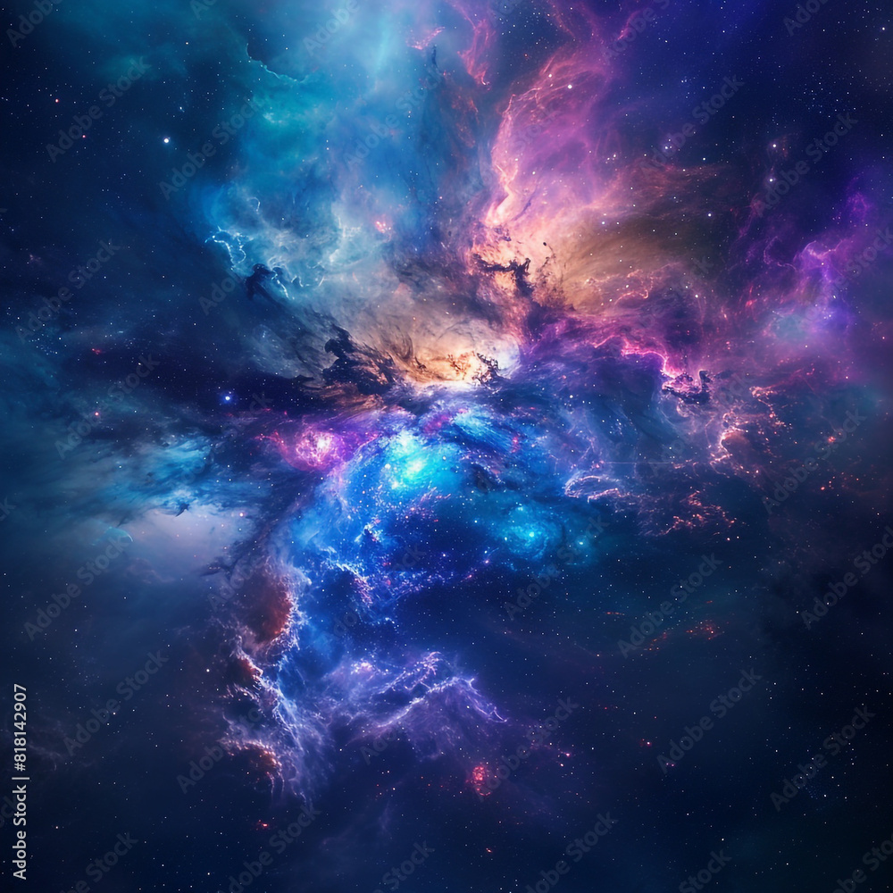 Abstract and Colorful space galaxy cloud nebula background wallpaper generative AI