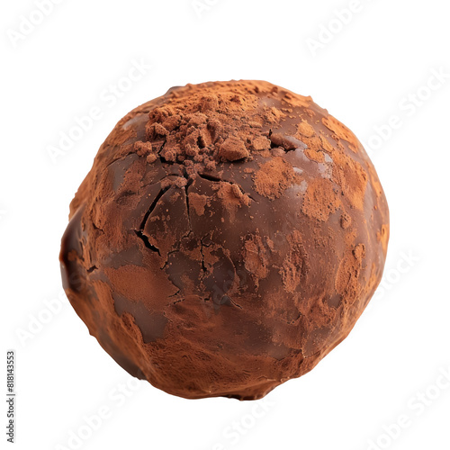 A single chocolate truffle ,isolated on white background