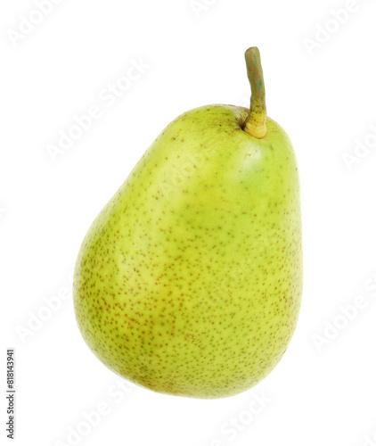 One tasty ripe pear on white background