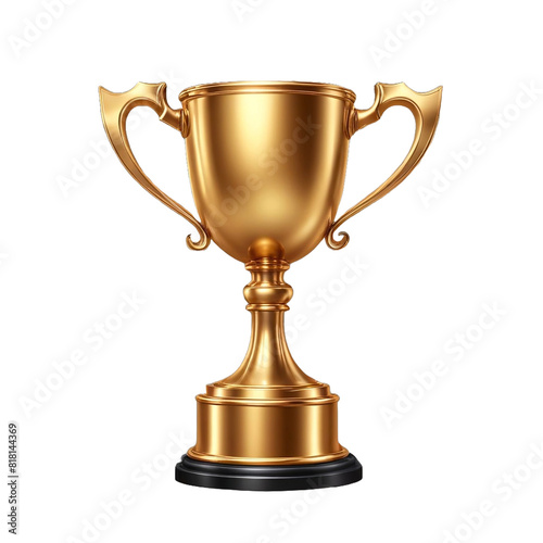 Winner golden trophy cup in transparent background. Champions, celebration sports winner awards.