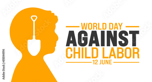 12 June is World Day Against Child Labor background template. Holiday concept. use to background, banner, placard, card, and poster design template with text inscription and standard color. vector