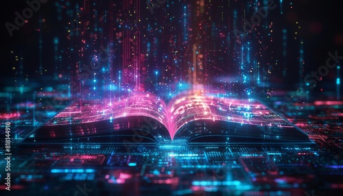 A book is open on a computer screen with a colorful background by AI generated image