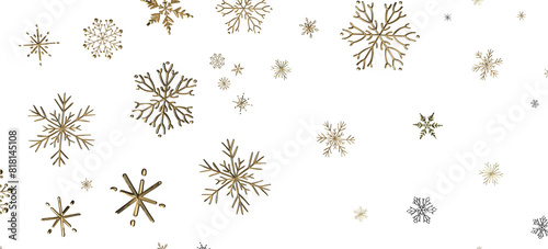 Snowflake Storm: Astonishing 3D Illustration of Descending Festive Snowflakes
